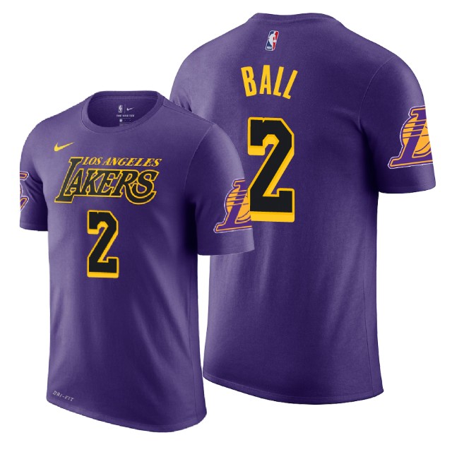 Men's Los Angeles Lakers Lonzo Ball #2 NBA City Edition Purple Basketball T-Shirt ZST3183YC
